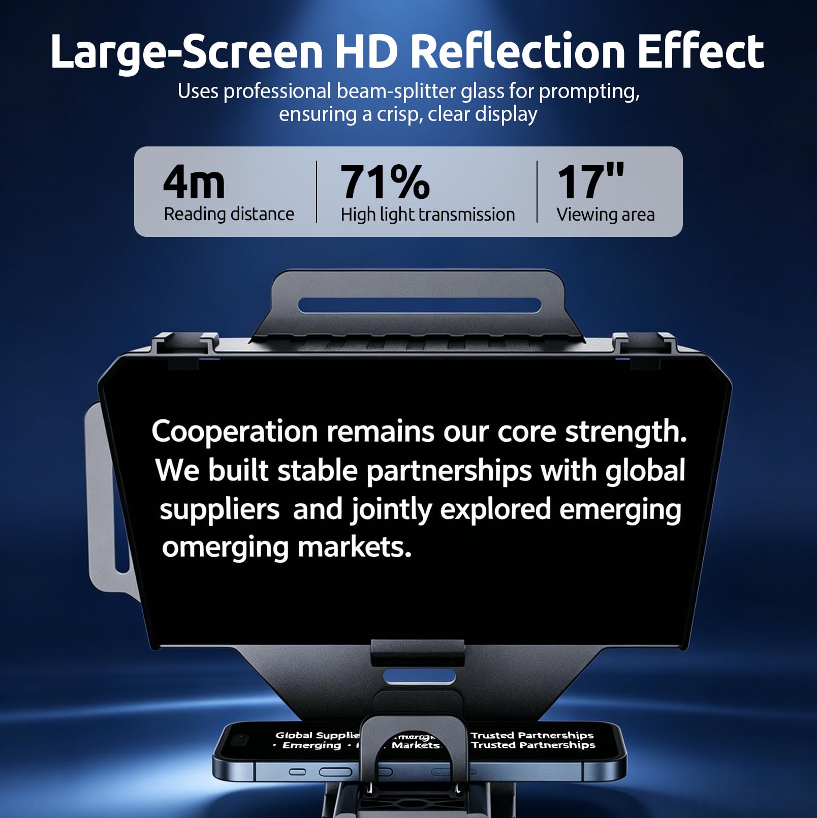 Teleprompter per Smartphone, Tablet e Fotocamere DSLR | Include Telecomando e Supporto per App, Compatibile con Obiettivi Grandangolari, Per Live Streaming e Registrazione Video