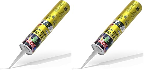 Miniatura 8 de XFasten Calafateo de silicona blanca de 10.1 onzas (paquete de 4, 40.4 onzas en total) Sellador impermeable 100% silicona impermeable para calafateo