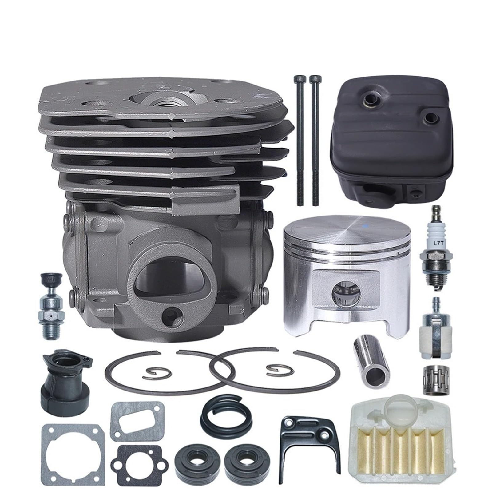 Kit de filtro de aire de silenciador de escape de pistón de cilindro de 45 mm apto for repuestos de motosierra de gasolina h-u-s-q-v-a-r-n=a 353 346XP 350