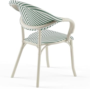 Tilia Flash-N Polipropilen Kollu Sandalye Bej İskelet - Bahçe, Balkon, Teras, Havuz Kenarı, İç ve Dış Mekan, Kafe, Restoran İçin, İstiflenebilir, UV Korumalı, Dayanıklı (Bej Yeşil Beyaz)