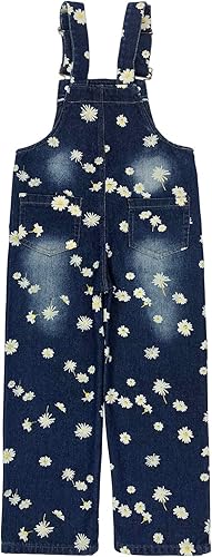 Miniatura 3 de Yao Mono y mamelucos para niñas de 3 a 14 años, overol con pechera para niños grandes, cinturones ajustables azules, pantalones de lentejuelas