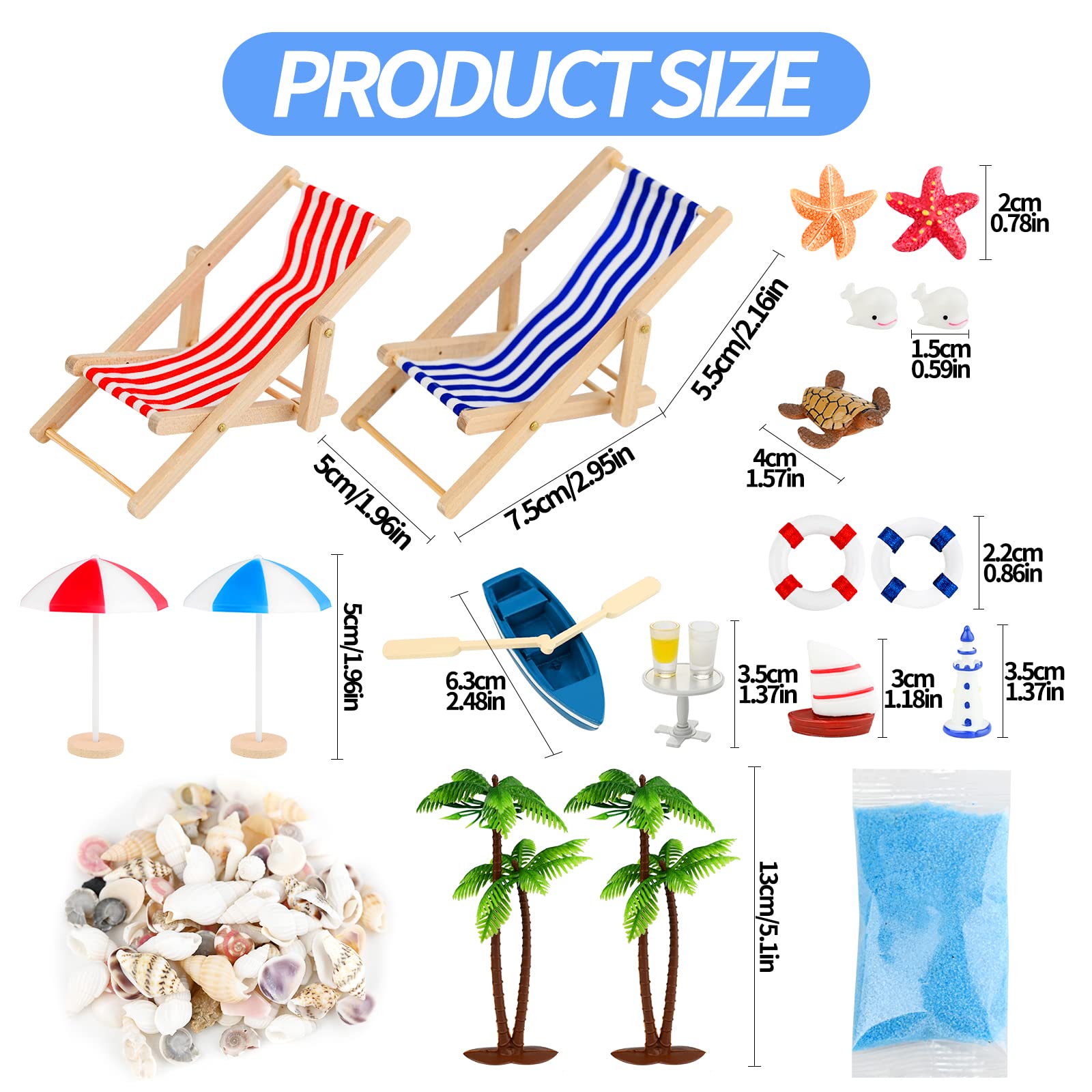 12 Miniatures Plage Aolso - Décoration DIY Micro Paysage Avec Phare, Tortue, Chaise