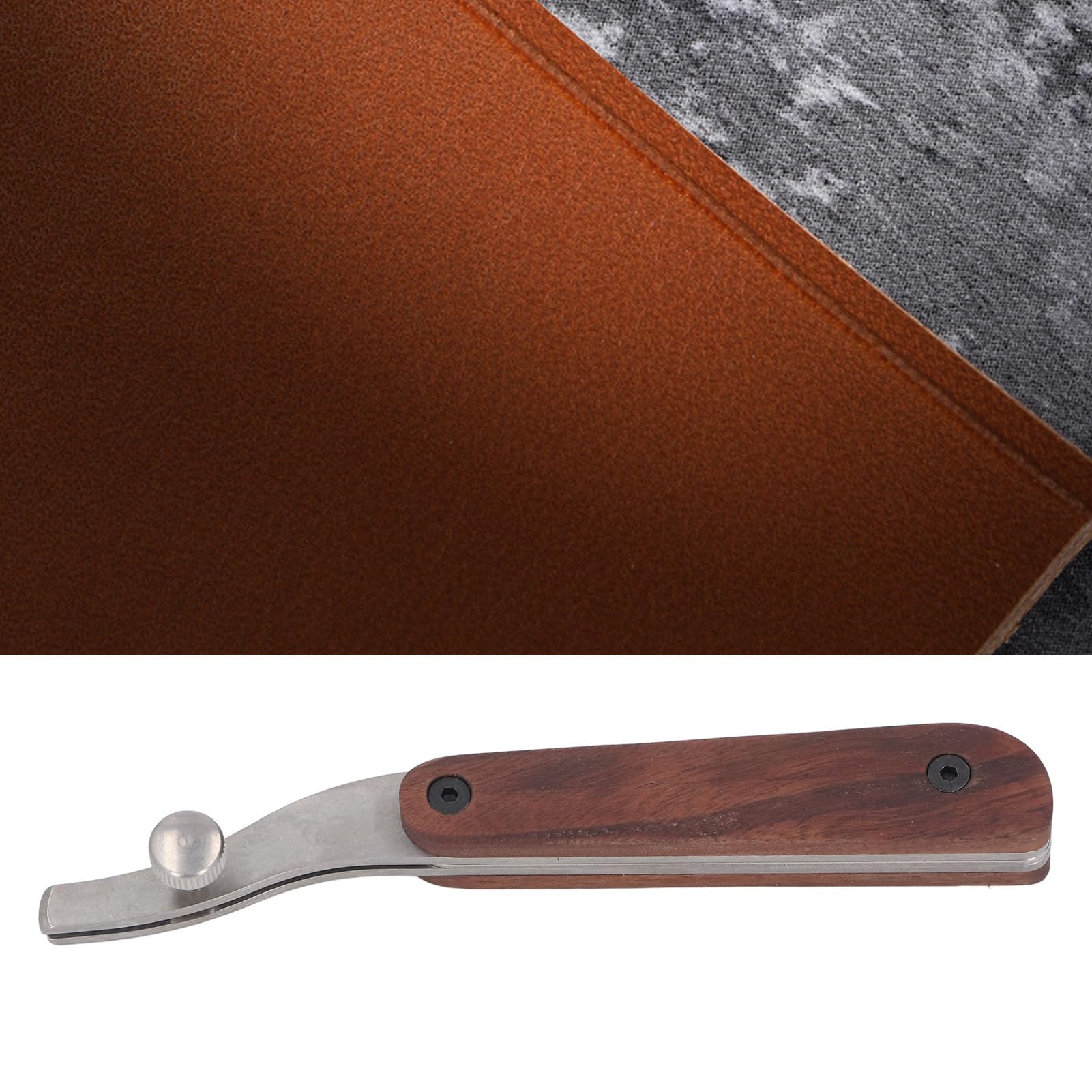 Creaser para bordes de cuero, herramienta de doblado de bordes de cuero, herramienta de costura de cuero de alta calidad, acero inoxidable 304, con elegante mango de madera, ideal para