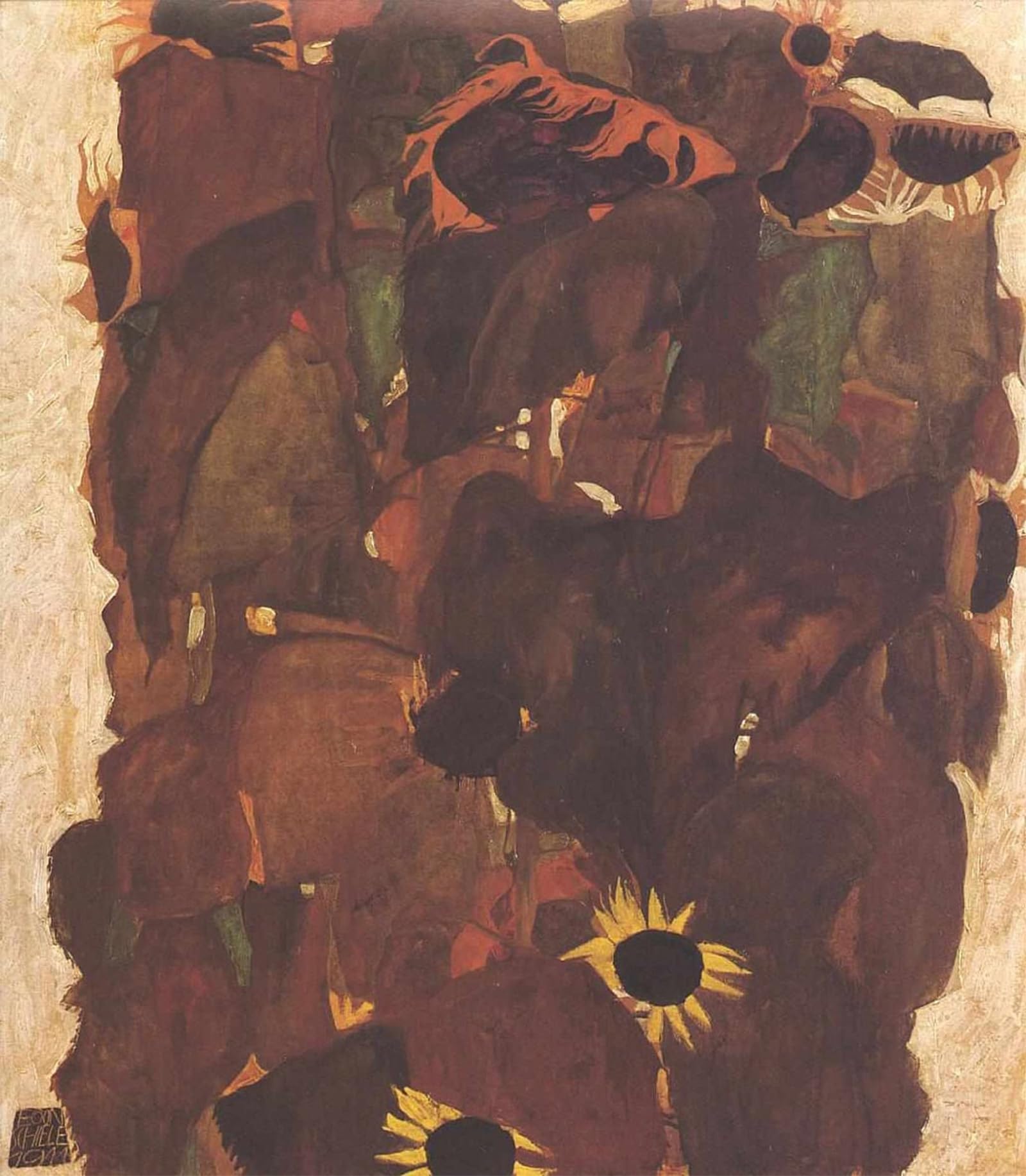 ARTXLXXBN Famous Prints Artwork Pictures Poster Painting Art Sunflowers by Egon Schiele Artwork Landscape Pictures for Home Decor 60x90cm
