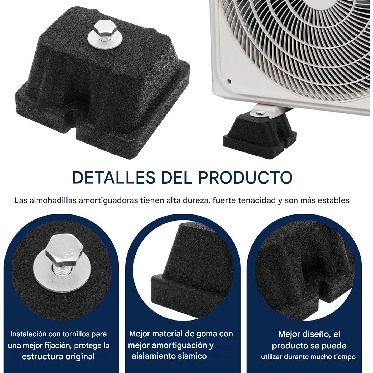 Almohadillas Antivibración Soporte Montaje Aislante Resistente | 4 Amortiguadores de Goma Antivibración para Aire Acondicionado Mini Split, Bomba de Calor, A/C, HVAC de Exterior