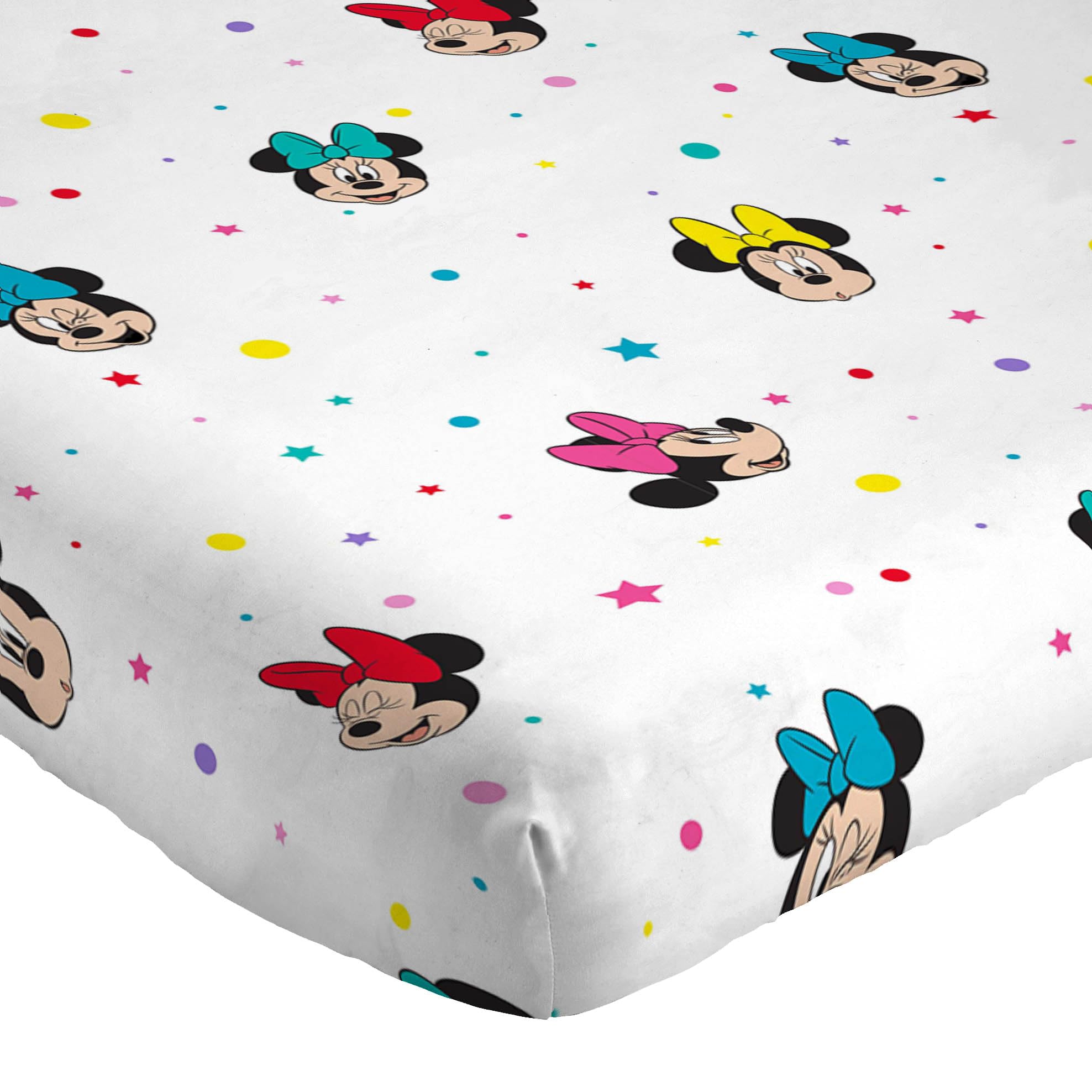 Jay Franco Disney Minnie Mouse Rainbow, 100 % algodón, juego de cama individual, funda nórdica, sábana bajera ajustable y funda de almohada