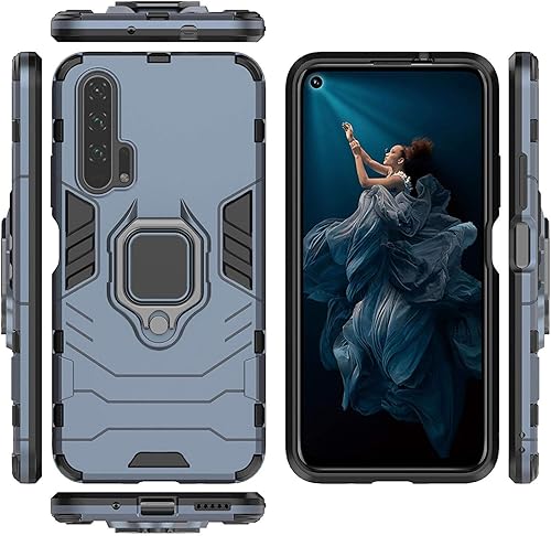 Miniatura 10 de Compatible con Honor 20 Pro, funda de agarre de anillo de metal, a prueba de golpes, carcasa de parachoques duro (funciona con soporte magnético de