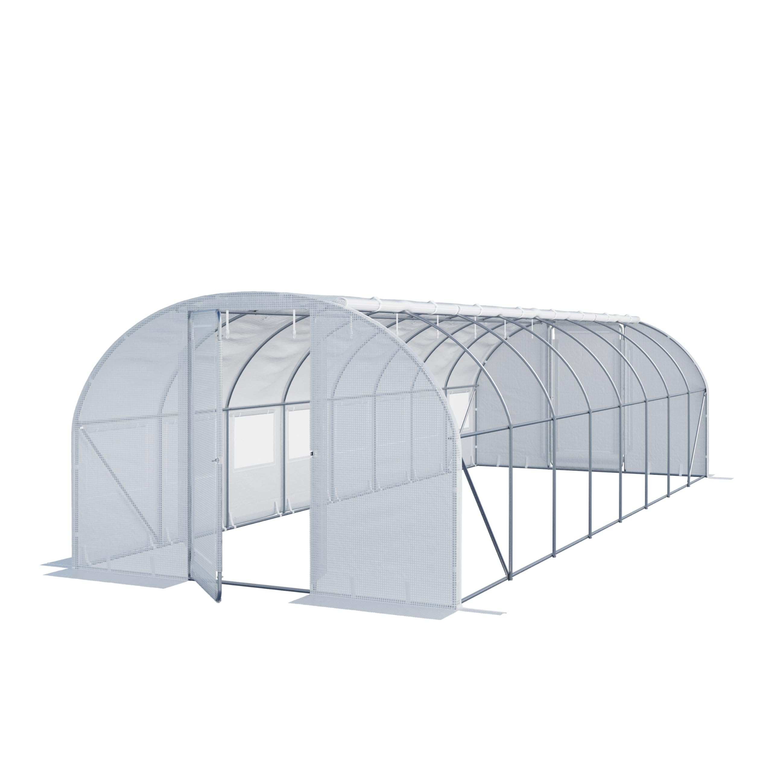 TOOLPORT Invernadero túnel Premium 3x8m con Puerta abatible y Lona PE 180g/m² Blanca Transparente