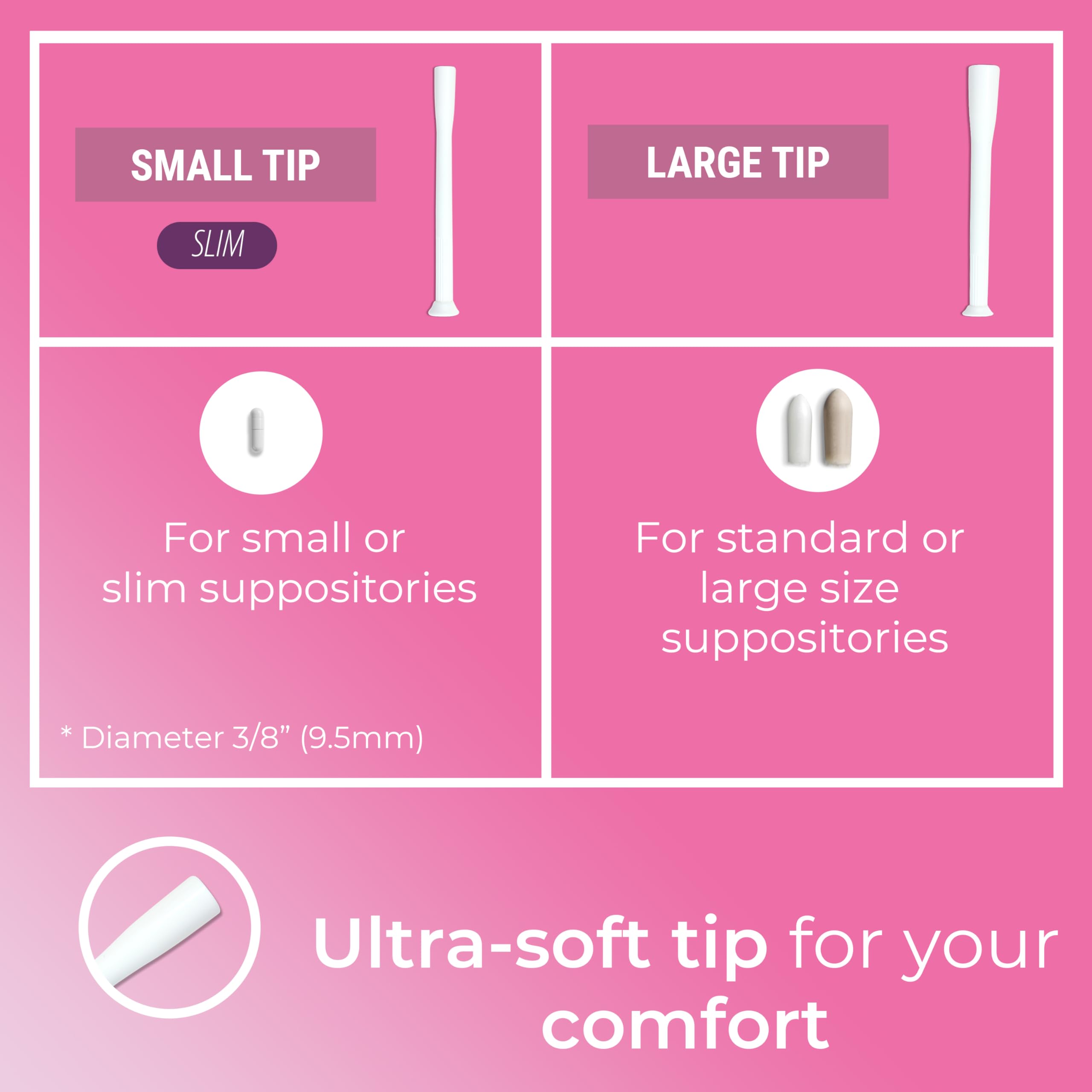 Natureland Personal Suppository Applicators for Women, Individually Wrapped Disposable Applicators with Silky Smooth Comfort Tip, Daily Intimate Care Tool (Large tip applicators, 20 Count (Pack of 1))