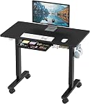 SHW 48-Inch Bureau réglable en hauteur électrique avec plateau de clavier et 2 Des tiroirs, 122 x 61 cm, noir