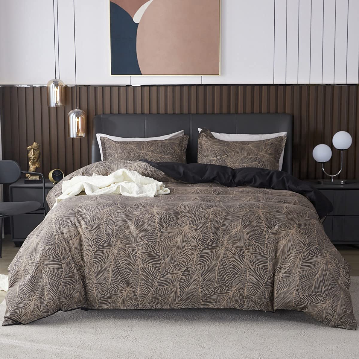 Housse de couette feuilles vintage marron pour remplacer votre linge de lit usé