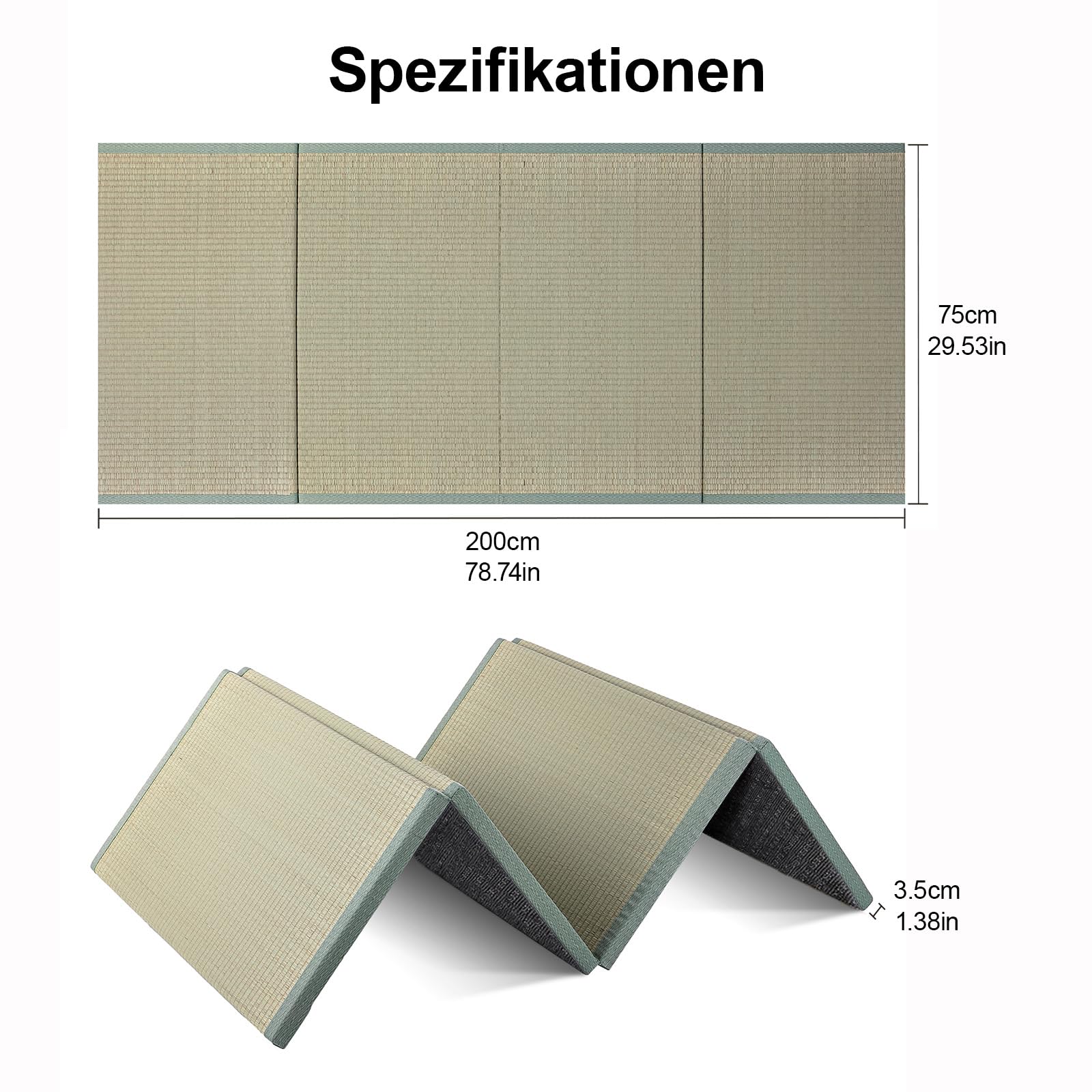 Japanische Tatami Matte, Natürliches Kokosfaser, Faltbare Futon Boden Teppich Meditation Yoga Zen