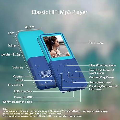 Miniatura 6 de Reproductor Mp3 Bluetooth, reproductor de música portátil clásico de alta fidelidad con Bluetooth, reproducción de video, radio FM, grabación, libro