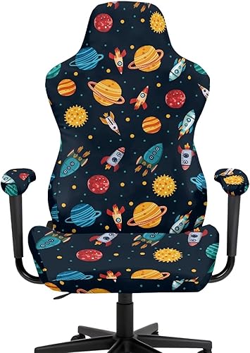 Miniatura 2 de Fundas para sillas de videojuegos de dibujos animados con diseño de planetas para adultos, sillas de videojuegos de cohetes de dibujos animados con