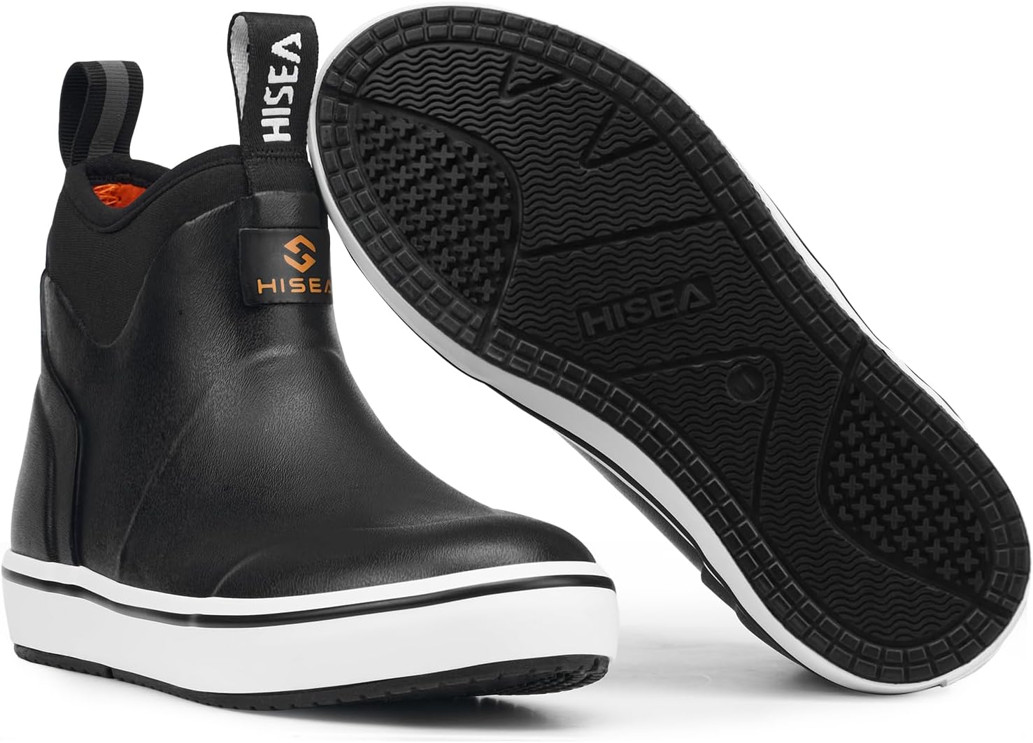 HISEA Kids Easy-On Rain Boots for Boys and Girls, 4mm Neoprene Insulated Waterproof Deck Boots, Non-Slip Rubber Ankle Mud Boots for Toddler & Big Kid