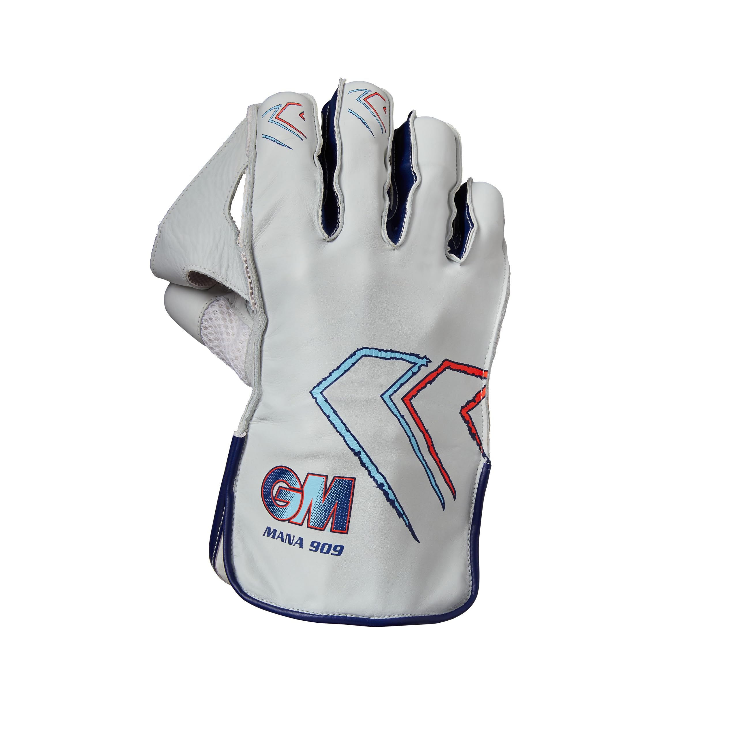 Gunn & Moore GM Cricket Wicket Keeping Keeper Gloves | Mana 909 | Aniline Leather Back of Hand | PU Lining & Calf Leather Palm | Adult | 1 Pair