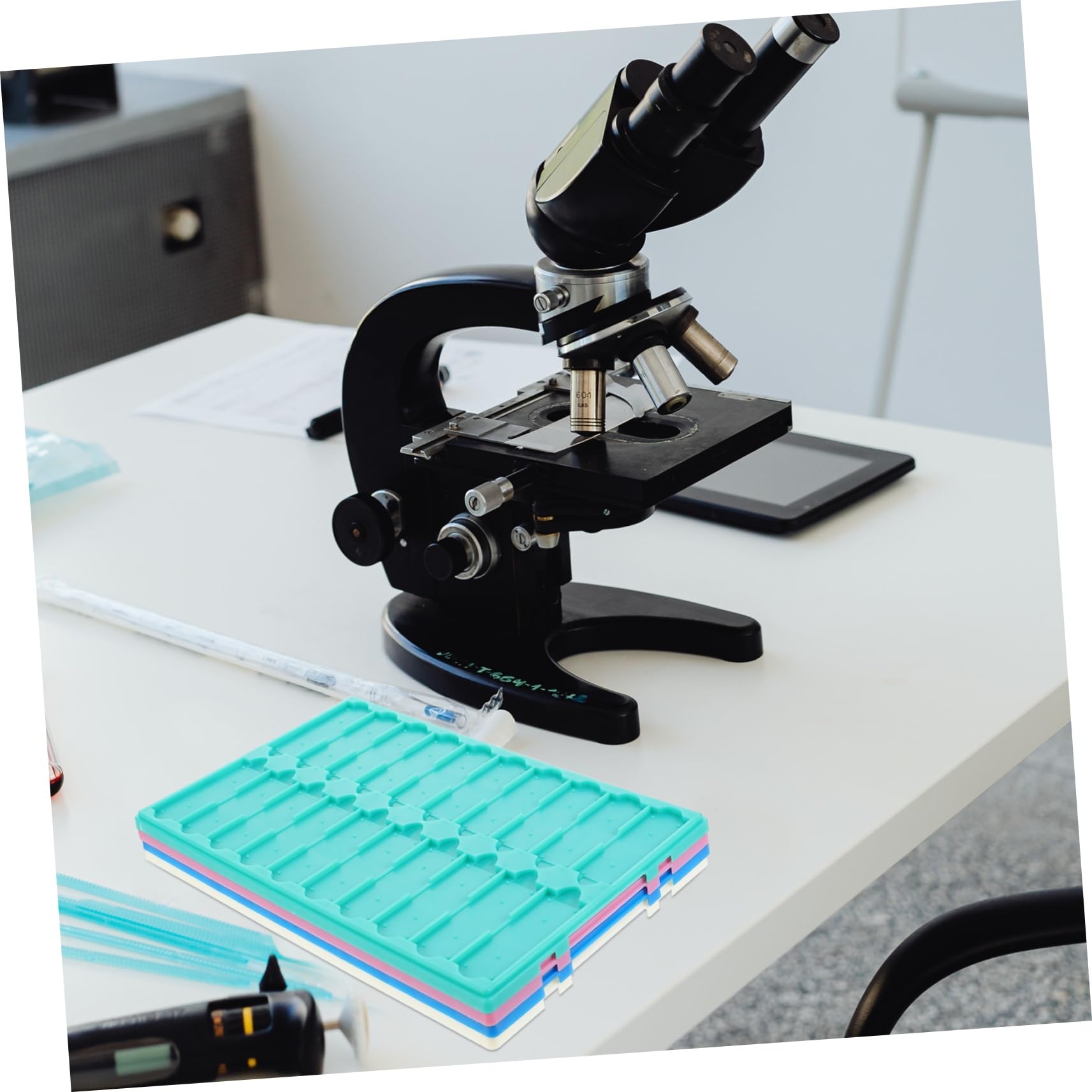 Mobestech 4 Pezzi 20 Piastra Di Stoccaggio Per Vetrini Vassoio Per Vetrini Microscopio Scatola Di Immagazzinaggio Per Vassoio Per Microscopio i Di Plastica i