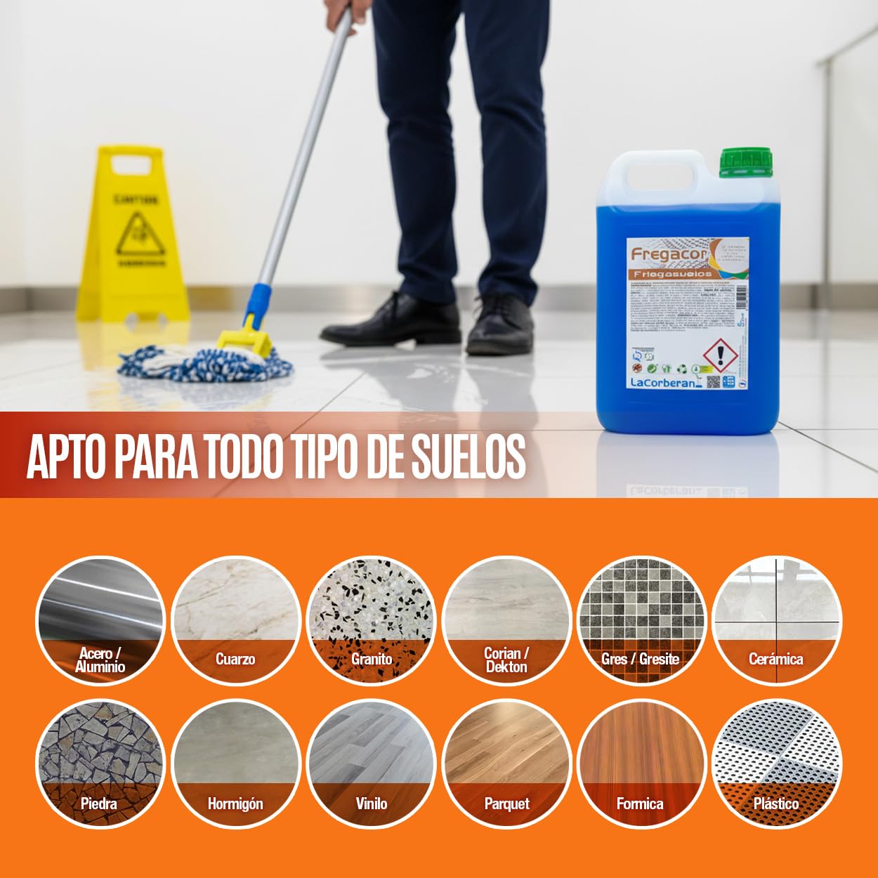 Fregasuelos Profesional | Productos de Limpieza 5L | Pack de 6 | Limpiasuelos Industrial Perfumado · Alto Poder Detergente · Brillo Natural · Ideal Hostelería y Comercios