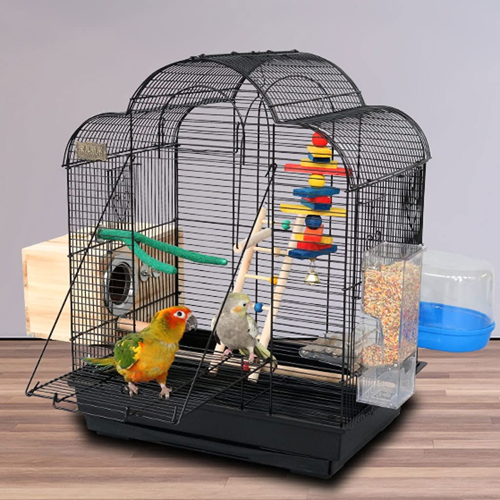 Gabbia Voliera Grande Gabbia per Uccelli in Metallo Dome Pappagallo Gabbia con Scatola di Allevamento e Alimentatore Gabbia per Uccelli per germani di storno canarino Amore Uccelli Bird Cage