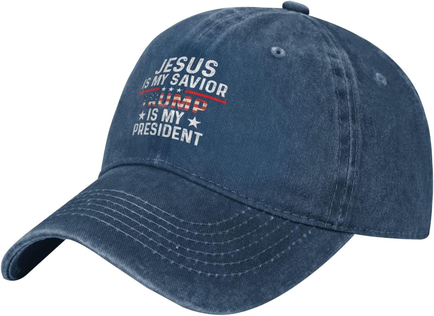 Jesus is My Savior Trump is My President Hat for Women Dad Hats Fashionable Hats Navy Blue - Image 2