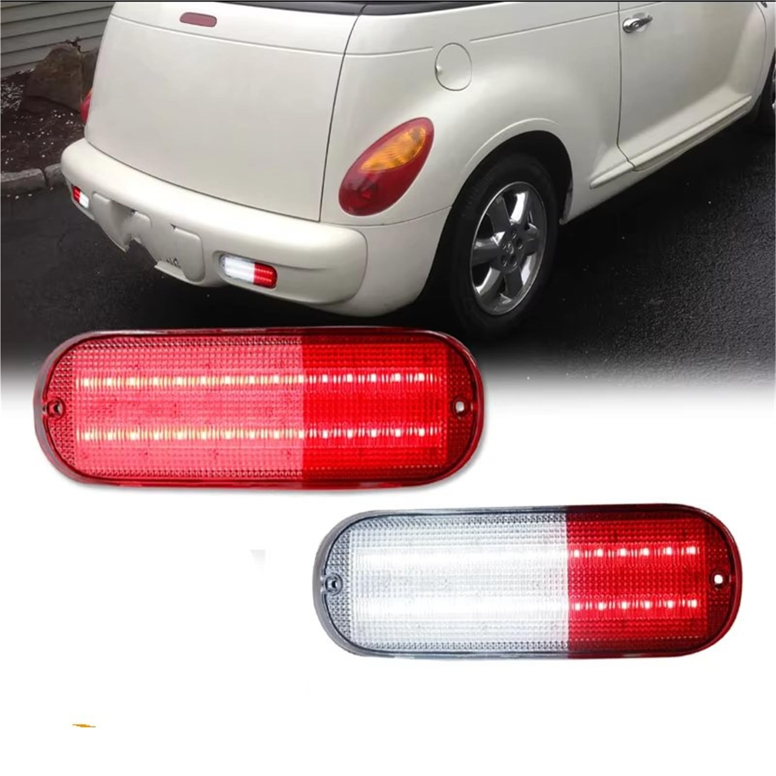 Generico Frecce Auto Per Chrysler Per PT Per Cruiser LED Paraurti Riflettore Luci Rosso Fanale Posteriore Freno Retronebbia Come Retromarcia Bianca Indicatori di direzione(Smoke Lens)
