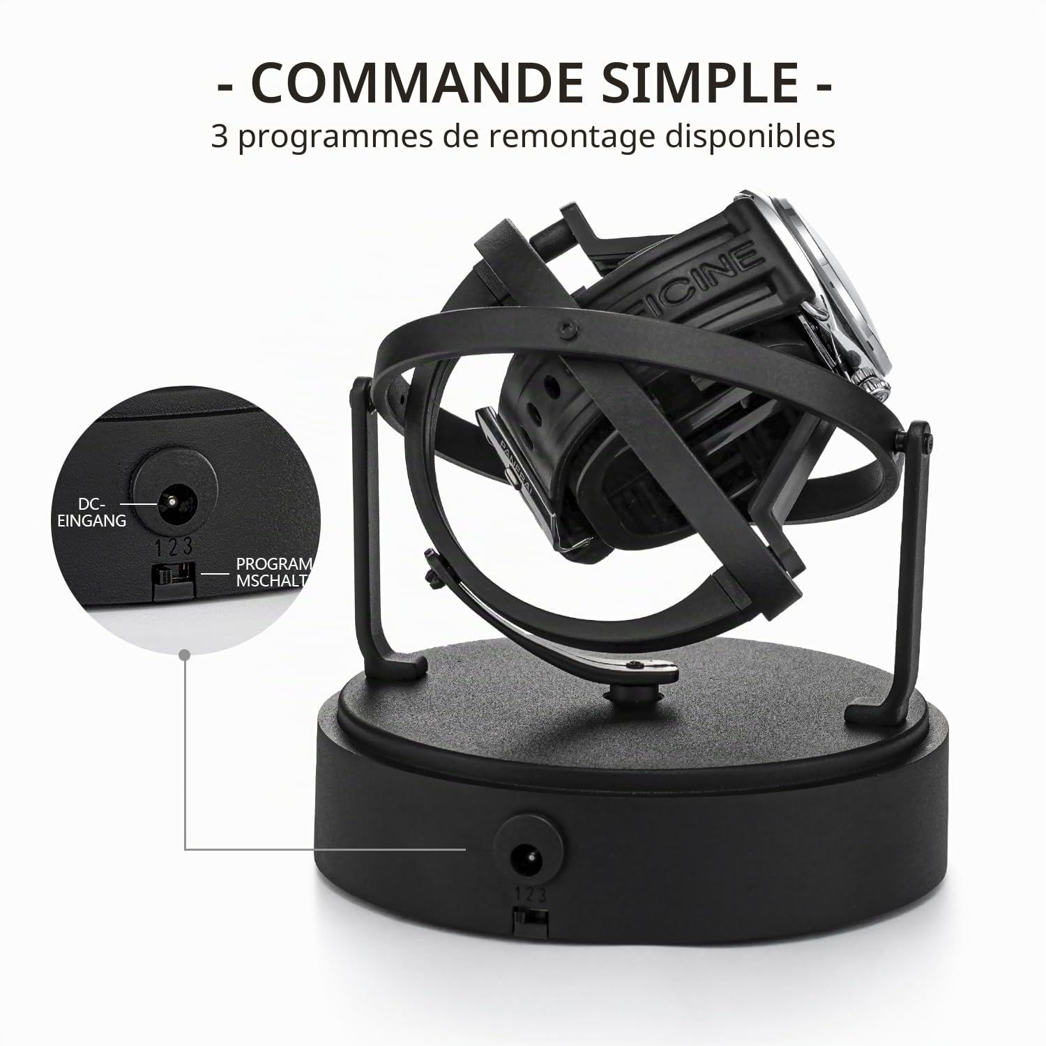 Orbit Remontoir automatique pour homme Boîtier unique pour montres Rolex et mécaniques Noir