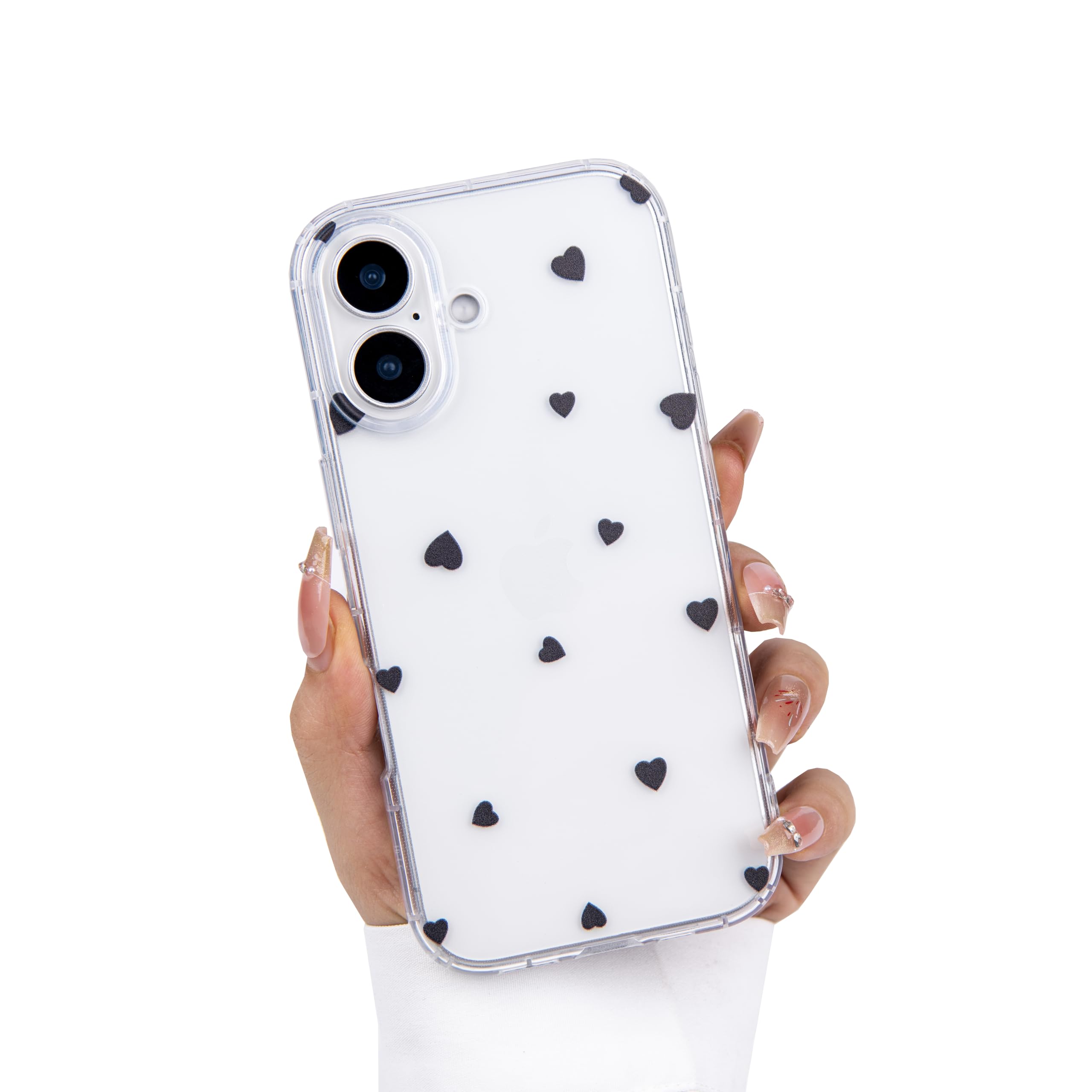 Einaily Hülle für iPhone 17 Case Crystal Clear Handyhülle Mode Chic Herz Muster Ultra Dünn Transparent Klare TPU Silikon Bumper Stoßfest Kratzfest Schutzhülle für iPhone 17 Slim Case Cover