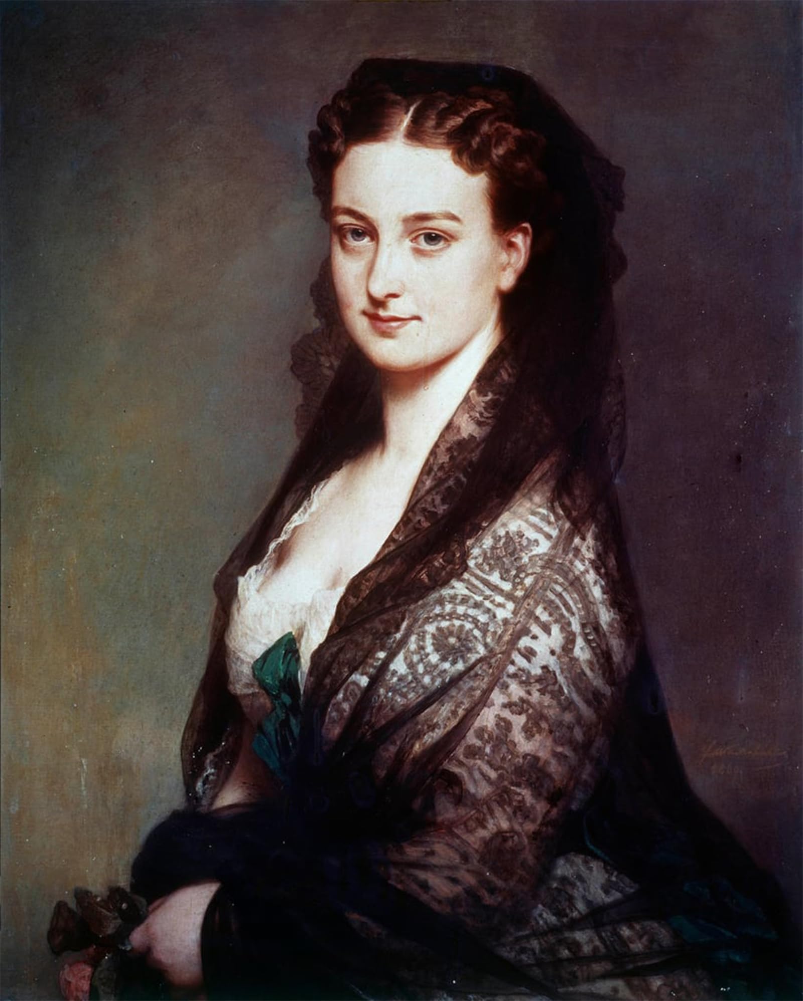 SERENDIPITP Retro Picture Poster Wall Art Pictures Painting the Unknown Has the Mantilla Painting by Xaver Winterhalter Wall Art Canvas Print for Wall Decor 60x90cm