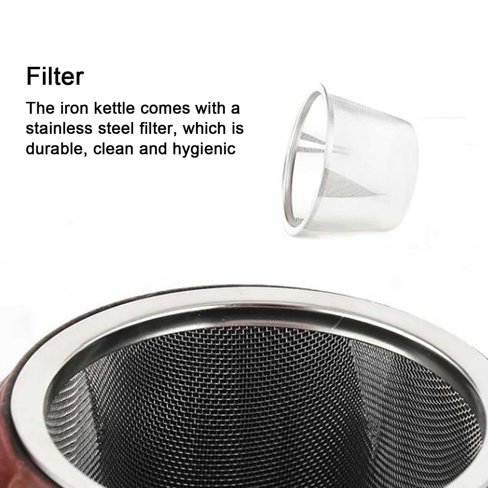 Taule en Fonte, Bouilloire à thé 500 ML avec infuseur en Acier Inoxydable, Coffre-Top à thé en Fonte Japonaise en Fonte, thé, thé à thé enrobé de l'intérieur émaillé pour thé lâche