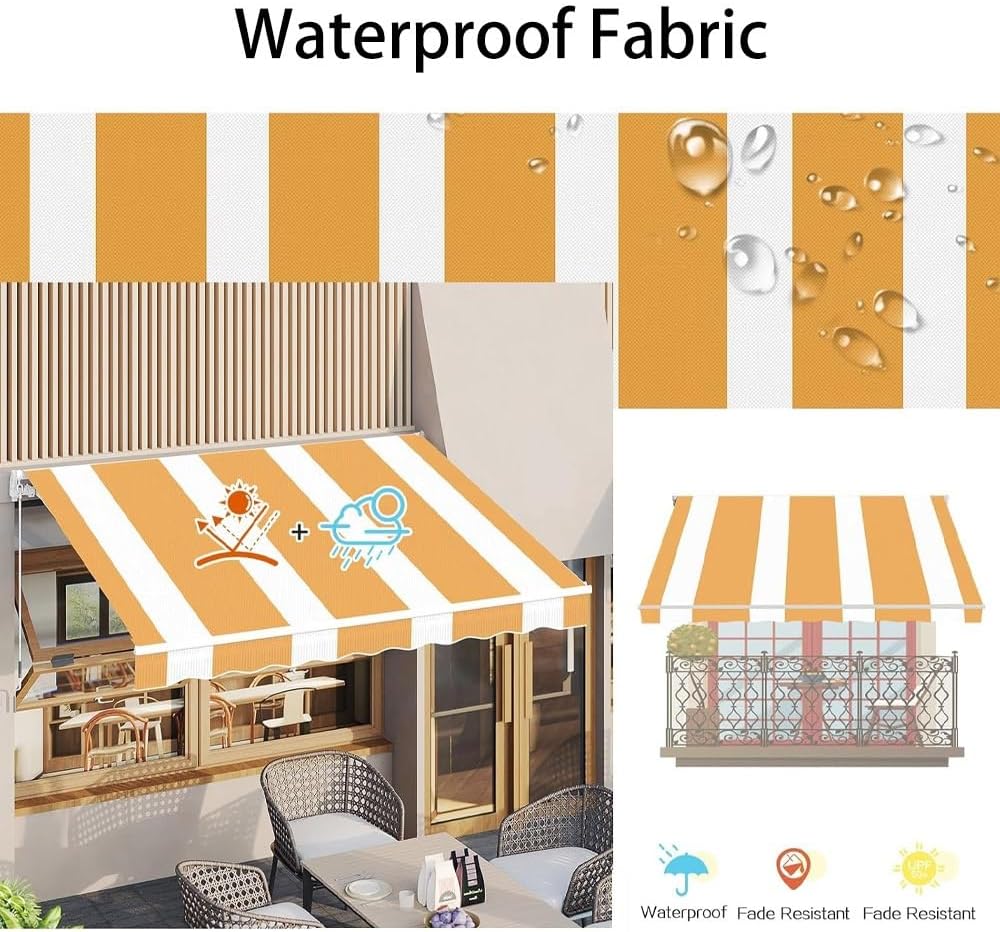 Stripe Retractable Awning Fabric, 6.5ft 8ft 10ft 13ft 16ft Sun Shade Shelter Cover Replacement Cloth, Patio Sunshade Canopy Replacement Canvas(Pink,16x8ft)