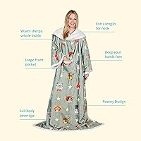 Vista 4 de Catalonia Manta Sherpa Vestible con Estampado de Gatos y Perros con Mangas y Brazos, Cómoda Manta Envolvente de TV con Mangas, Manta Grande