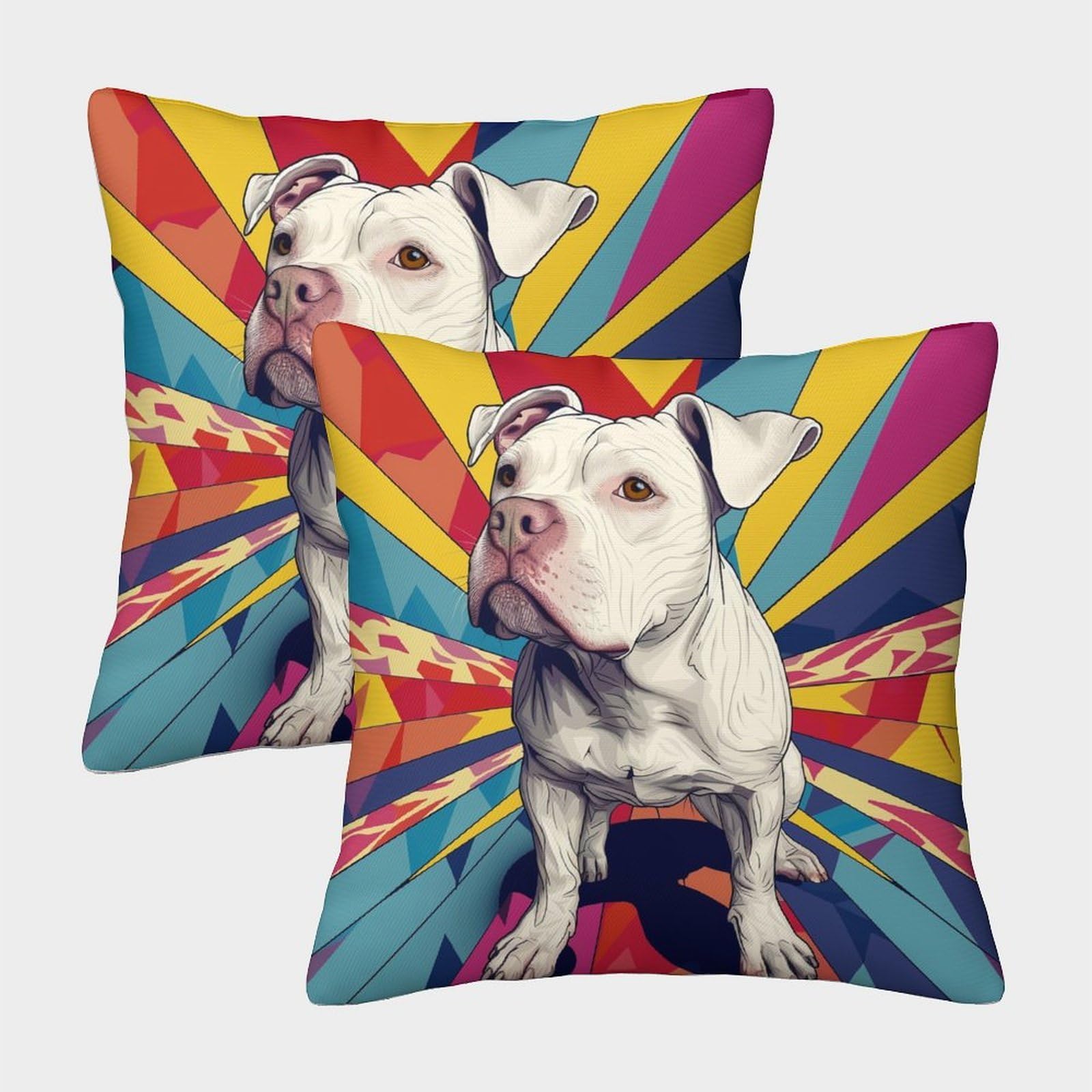 kaiyun 2 Pack Pit Bull Pillow Case 45x45cm 3D Printing Cushion Cover,home Decoration Sofa Cushion