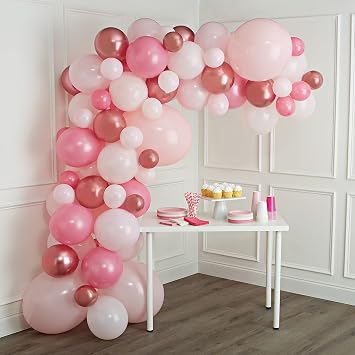 Pink Balloons, 50 Pcs Light Pink for Girls Princess Baby Shower Party Decor | 12 Inch Metallic Pink Confetti Pastel Pink Pearl Balloons for Women Bridal Bachelorette Bow Twodles Happy Birthday Decoration