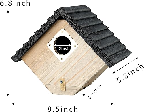 Miniatura 4 de Casa de pájaros para exteriores, casas de pájaros al aire libre, cabaña de pájaros de madera natural, gancho de cardenales, casa de pájaros para