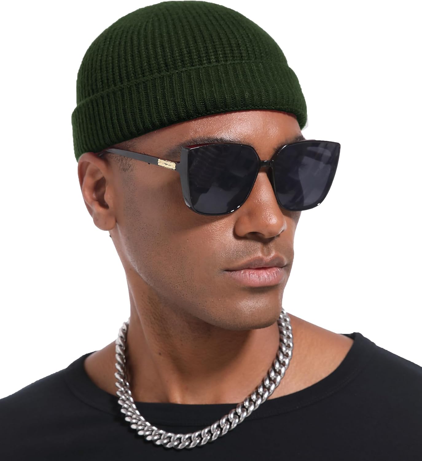 Wool Cuffed Beanie for Men Unisex Knit Watch Cap Thin Fisherman Beanies - Image 2