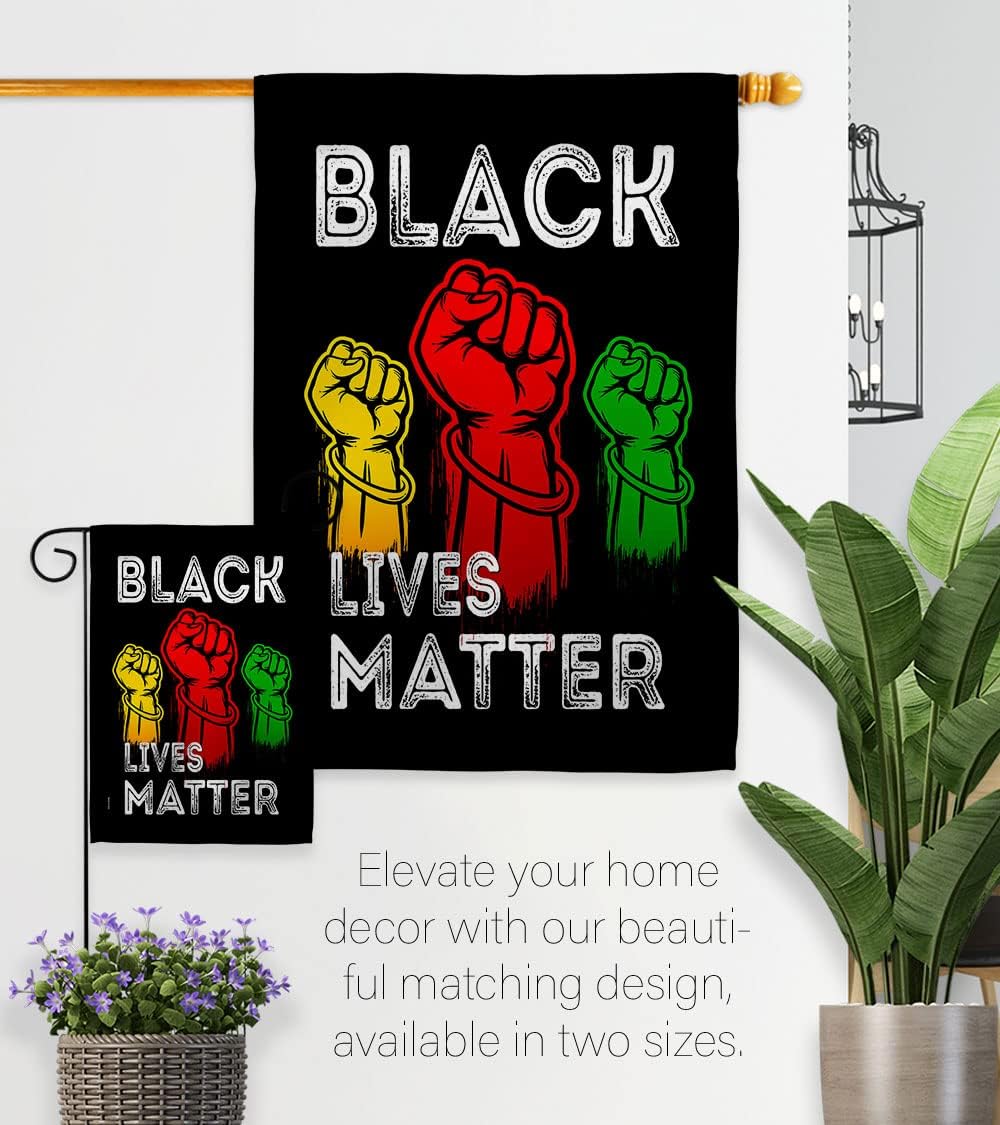Justice for BLM Wall Decor American Flag Banner Pack Patio Lawn Garden Patriotic Outdoor Decorations Indoor Tapestry Yard Sign Black History Month BLM African Americans Heritage Made in USA