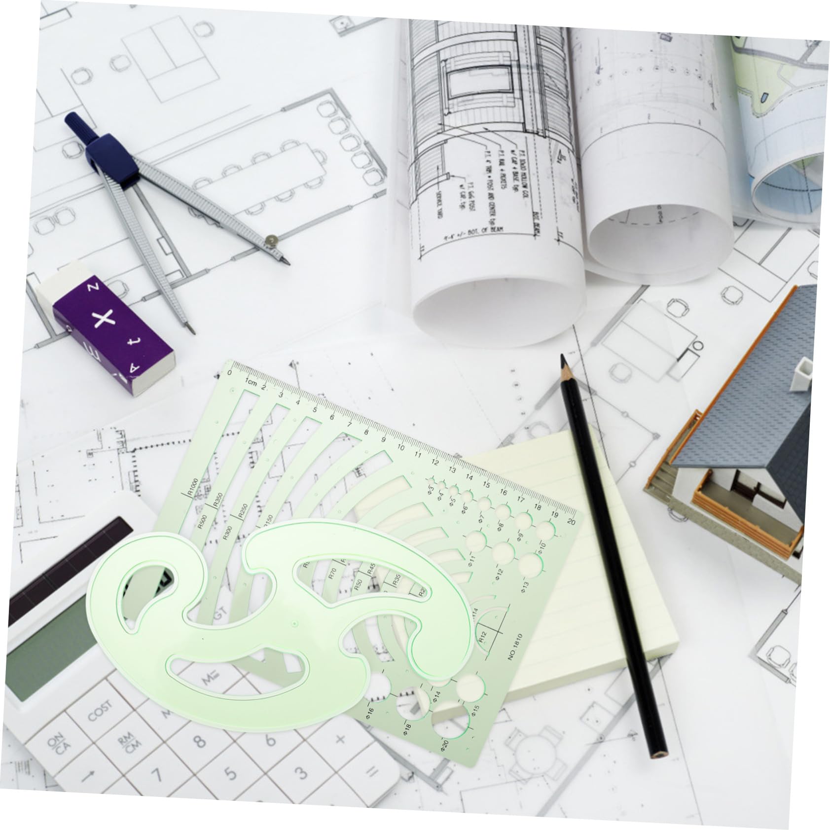 POPETPOP Lot de 13 Pochoirs de Dessin en Pet Vert pour Intérieur, Ensemble Multifonction Formes Variées, pour Étudiants et Ingénieurs en Dessin Technique