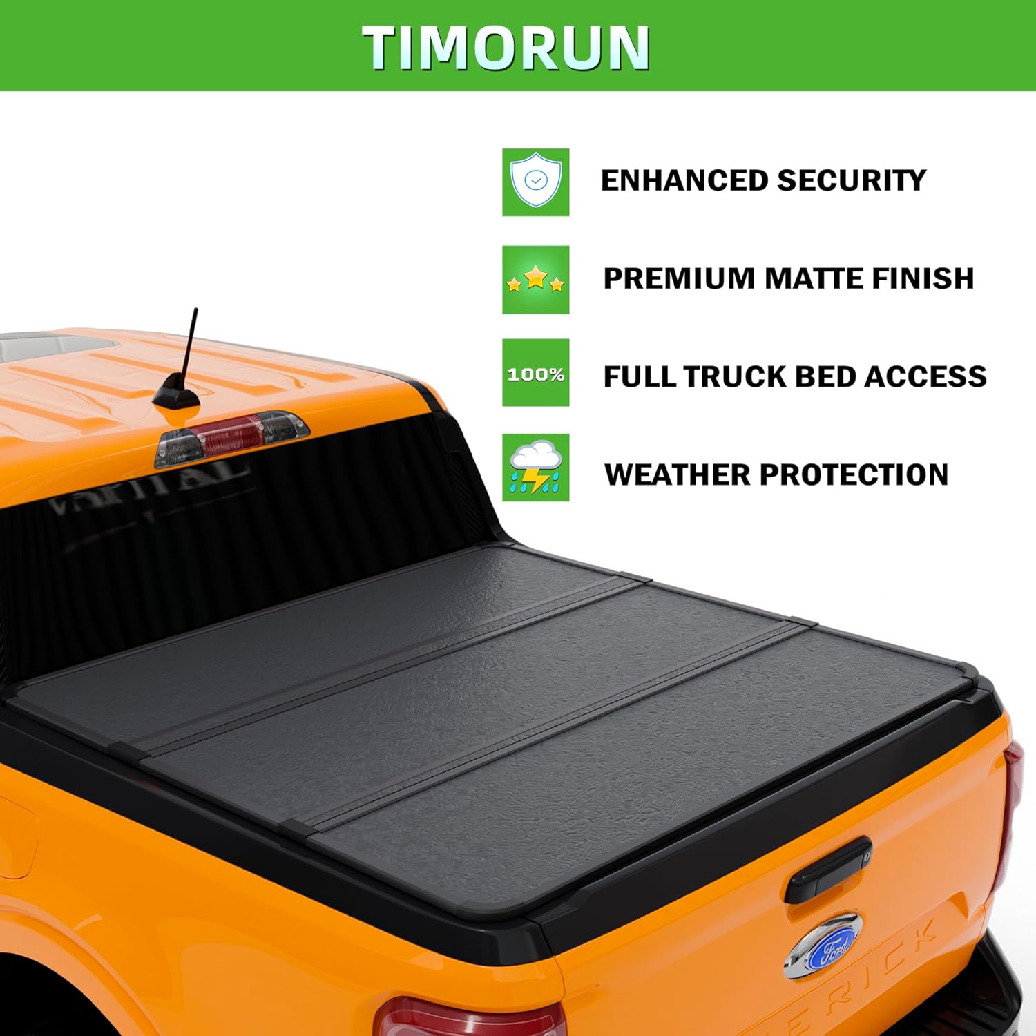 Hard Tri-fold Truck Bed Tonneau Cover Fit 2022-2024 Ford Maverick 4' 6" Bed