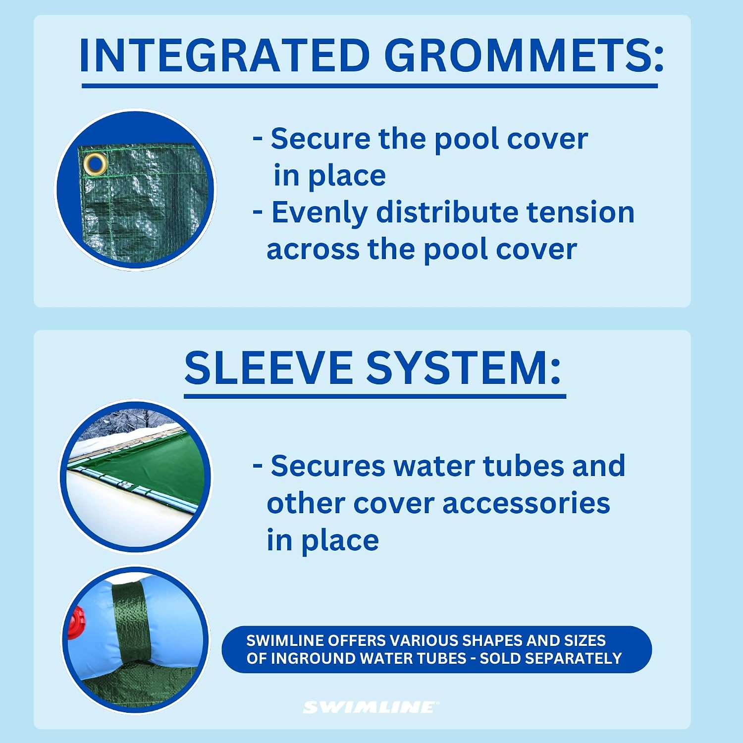 SWIMLINE HYDROTOOLS Ripstopper Professional Winter Pool Cover for Inground Swimming Pools | for 20 X 45 FT Rectangle Pools | 25 X 50 FT Cover Size | Green/Black | Water Tube Sleeves | RIG2045R