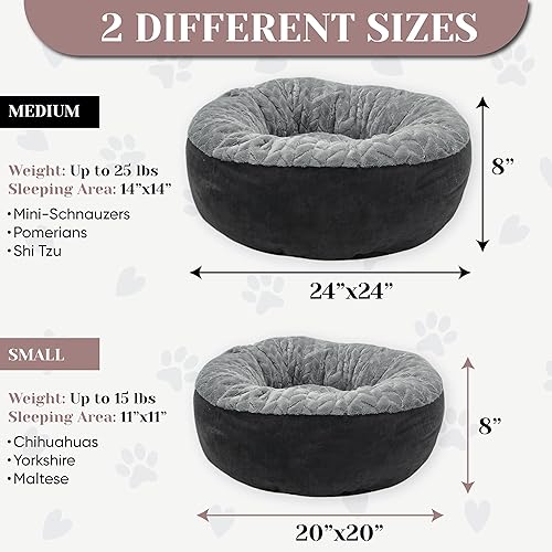 Miniatura 2 de Cama calmante para perros y gatos pequeños - Cama antiansiedad - Gatos y perros pequeños acolchados en forma de dona - Tela extremadamente suave y