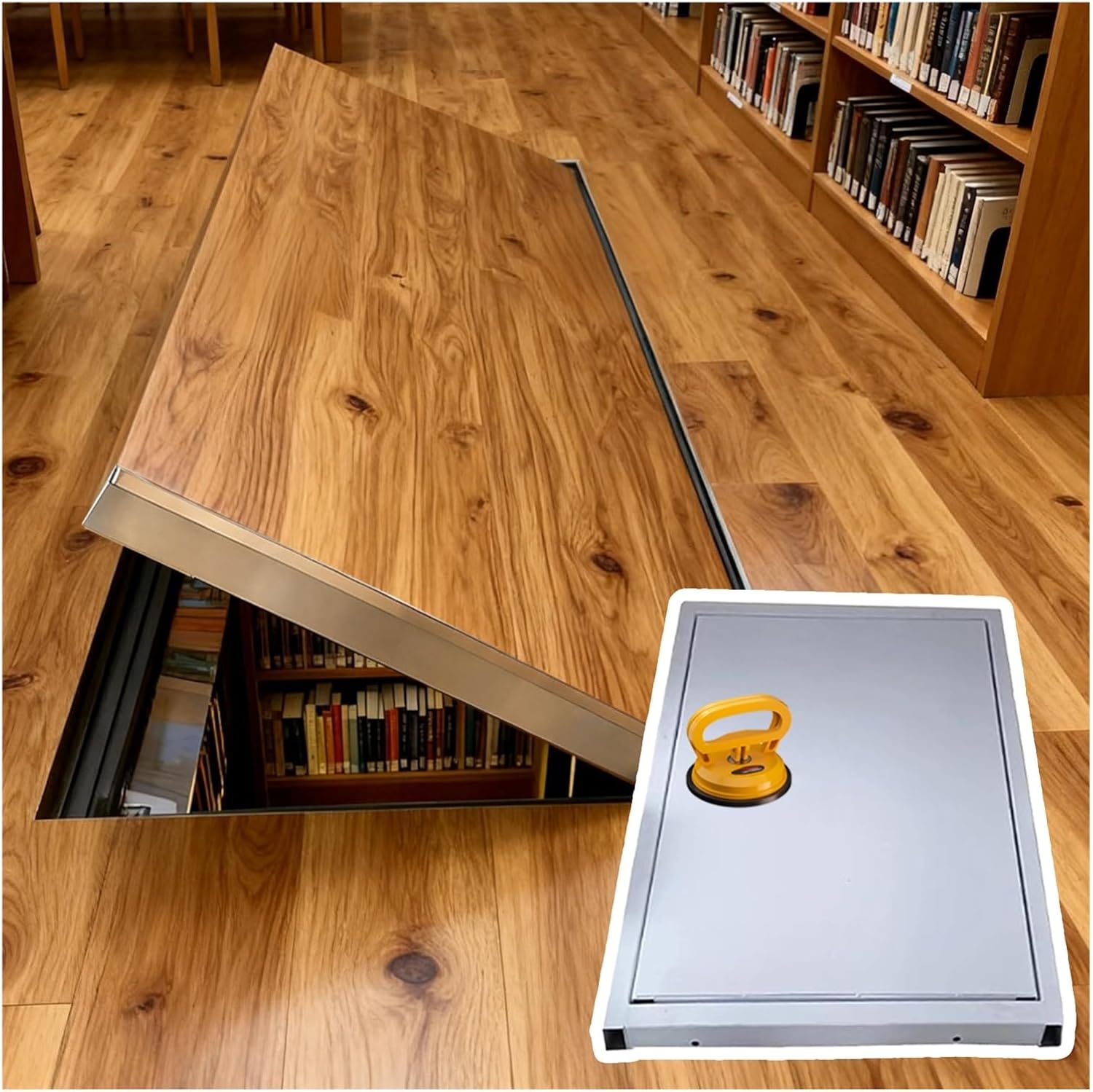 Commercial Steel Security Cellar Door with Suction Cup Opener for Basement Crawl Space Access and Emergency Exit Cover
