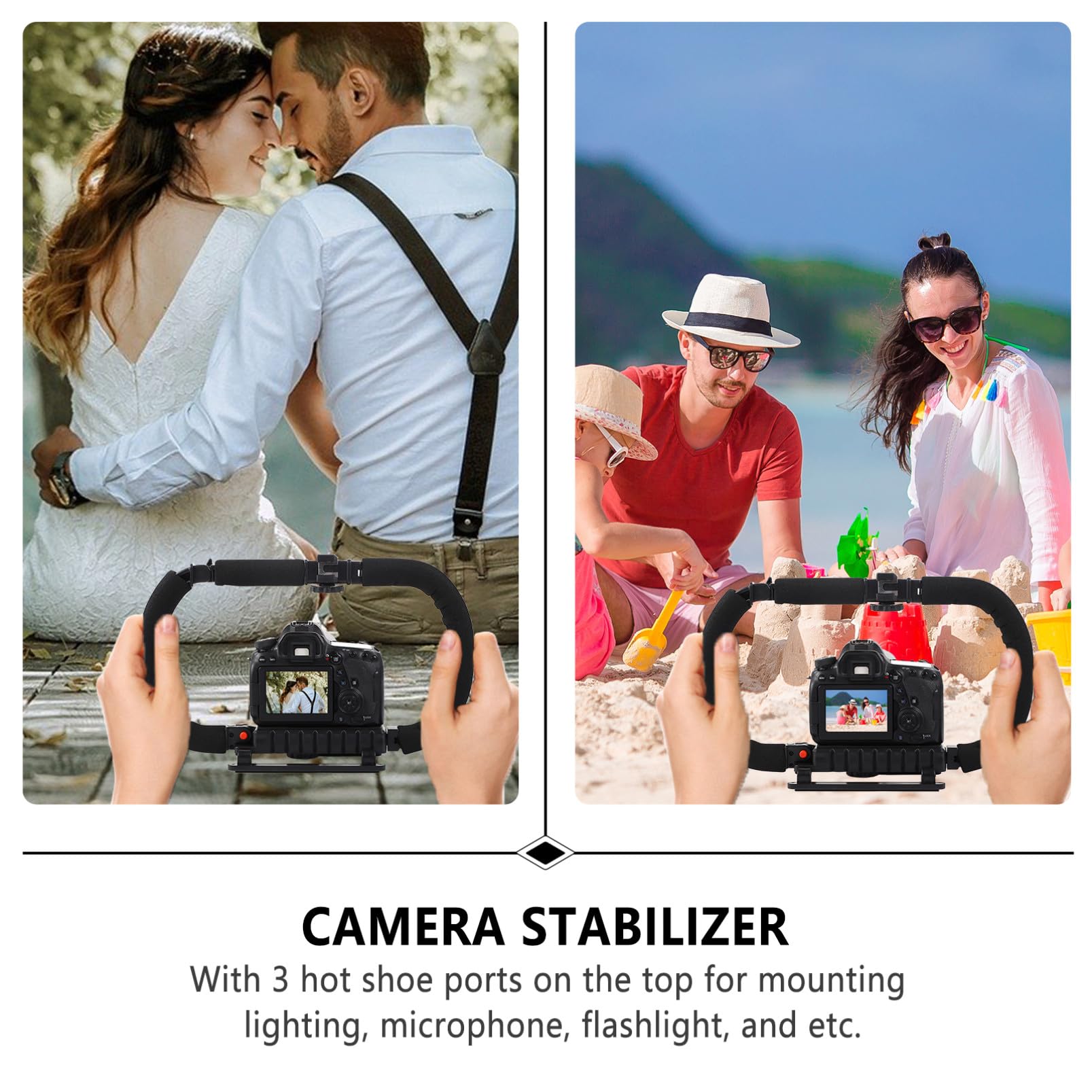 Angoily Stabilizzatore e Fotocamera Reflex Angolare, Design Antiscivolo, Materiale Plastico e Metallo, Treppiede Portatile 3 Porte Hot Shoe