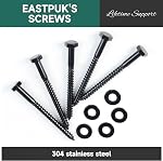 109Pcs 1/4 hexagonale vis à vis Kit d'assortiment, vis à plaques lourdes avec rondelles, 304 Acier inoxydable, 1/4 Bolt pour bois, entièrement fileté, noir oxydé avec socket Hex