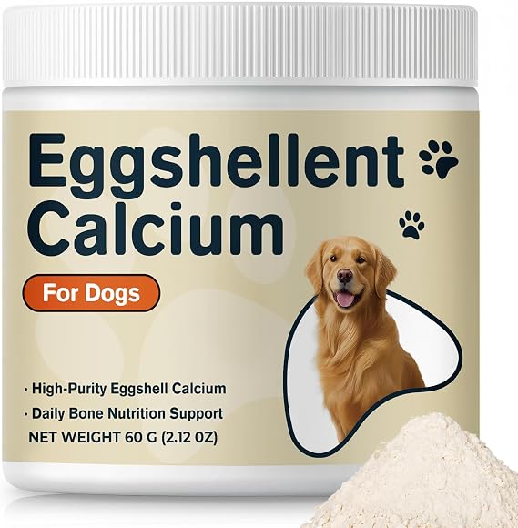 Eggshell Powder for Dogs Natural Calcium Powder for Pets Egg Shell Food Topper for Strong Bones, Teeth & Joint Support Pure Eggshell Calcium Carbonate Supplement