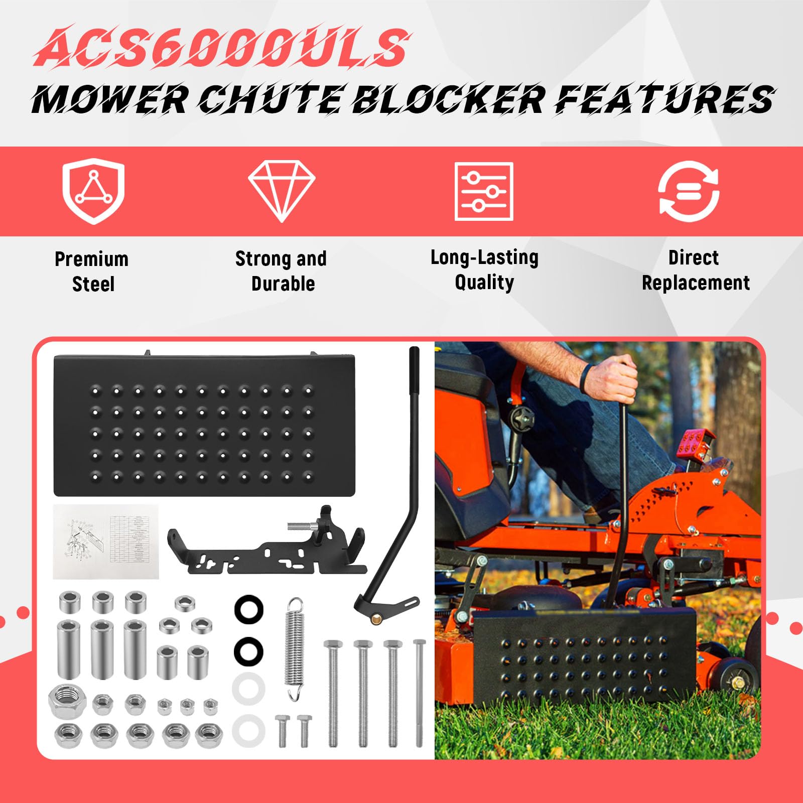ACS6000ULS - Bloccaggio dello scivolo per tosaerba compatibile con tosaerba Ferris, Exmark, Gravely, Hustler e Toro, Kubota e la maggior parte delle falciatrici a raggio zero #088-6003-00