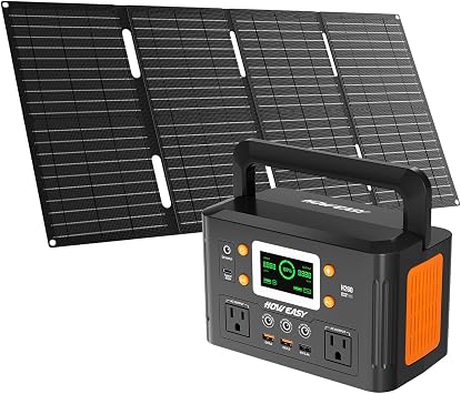 HOWEASY Portable Power Station 260W,Foldable 60W Solar Panel | PD 65W,110V Pure Sine Wave AC Outlet for Outdoor Camping Trip Home Backup Emergency