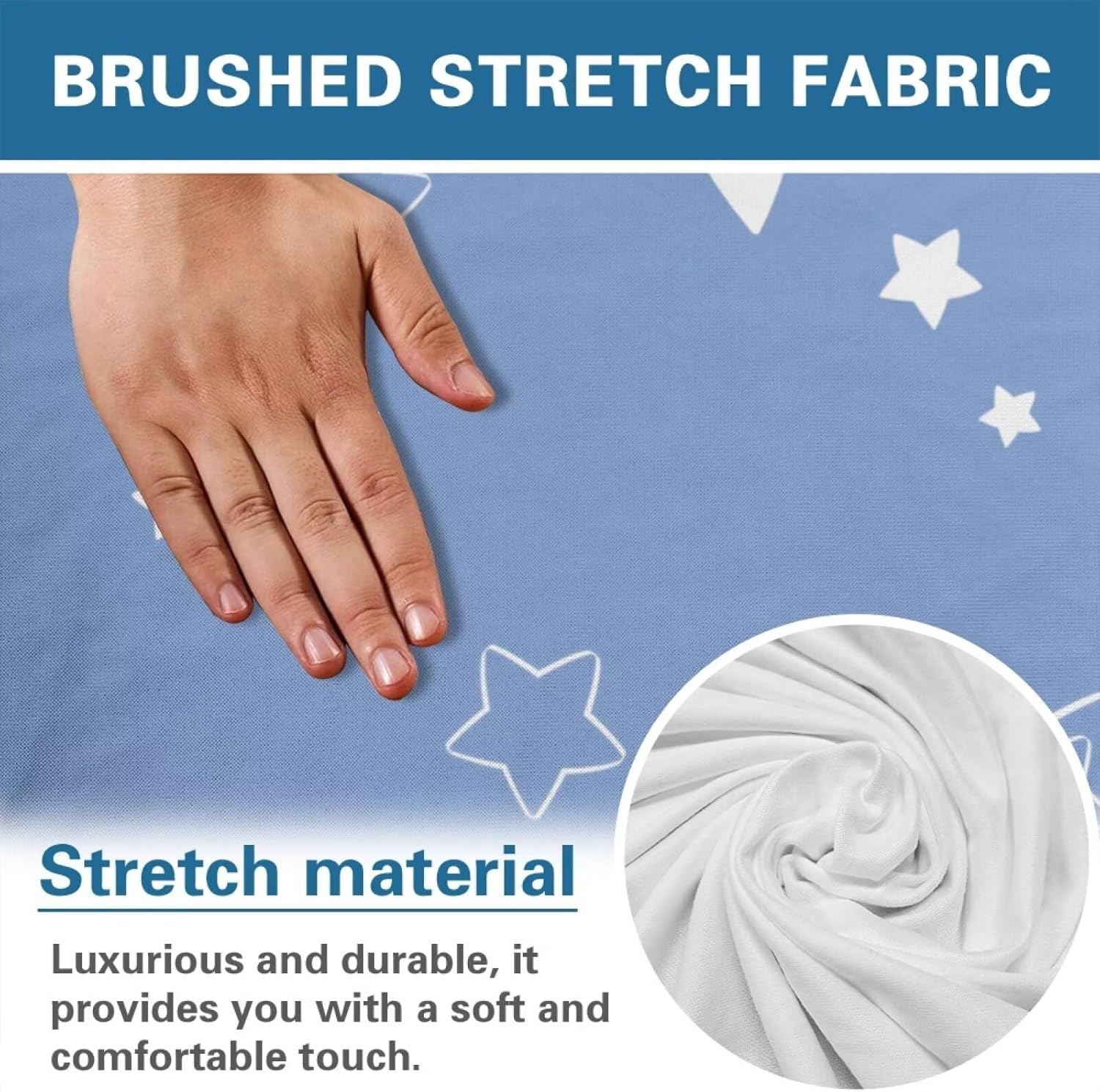 FOR U DESIGNS Dark Blue Starry Stretch Recliner Covers for Small Recliners 4-Piece with Elastic Edges and Pockets Non Slip Furniture Protector Reclining Slipcover Washable