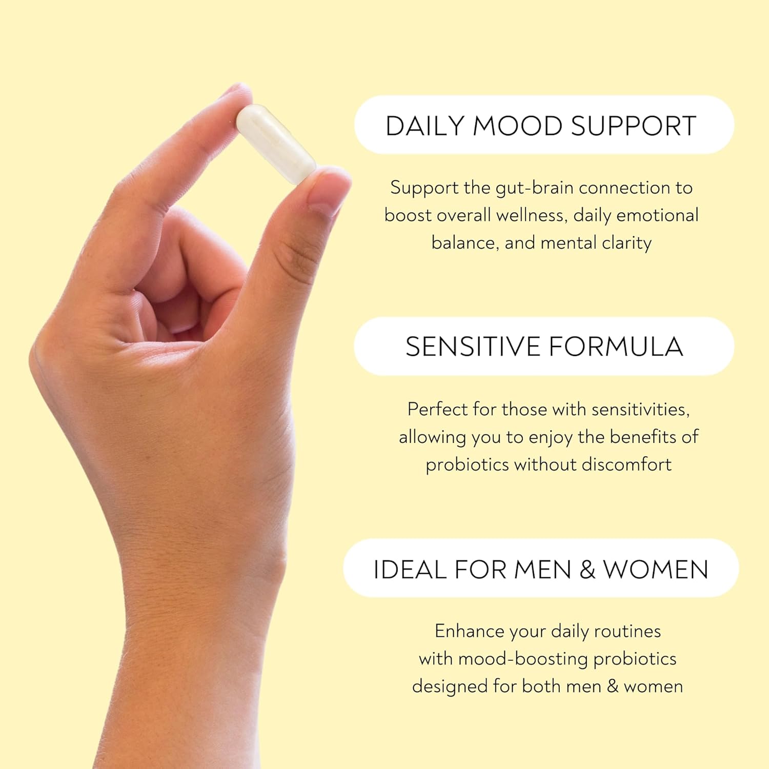 Probiotics - Mood Super Strains Probiotic - Naturally Supports Digestion & Mood - Histamine-Free Probiotics w/ L Rhamnosus GG, Shelf Stable Probiotic Supplement, 60 Day Supply, Non-GMO, VEGAN - Image 4