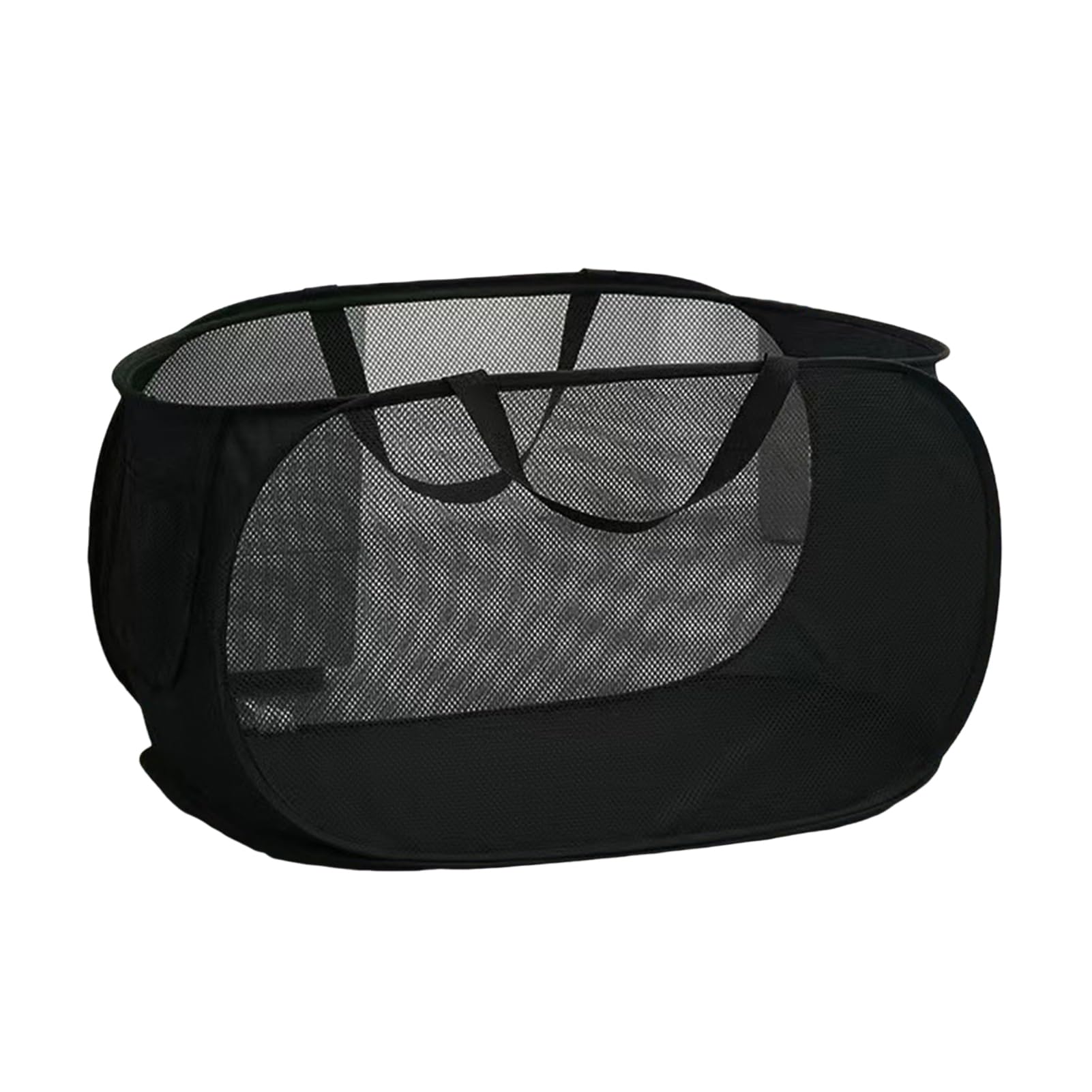 Qinlenyan Collapsible Laundry Hamper with Handle Easy Carrying Mesh Laundry Hamper Breathable Dirty Clothes Storage Basket Black