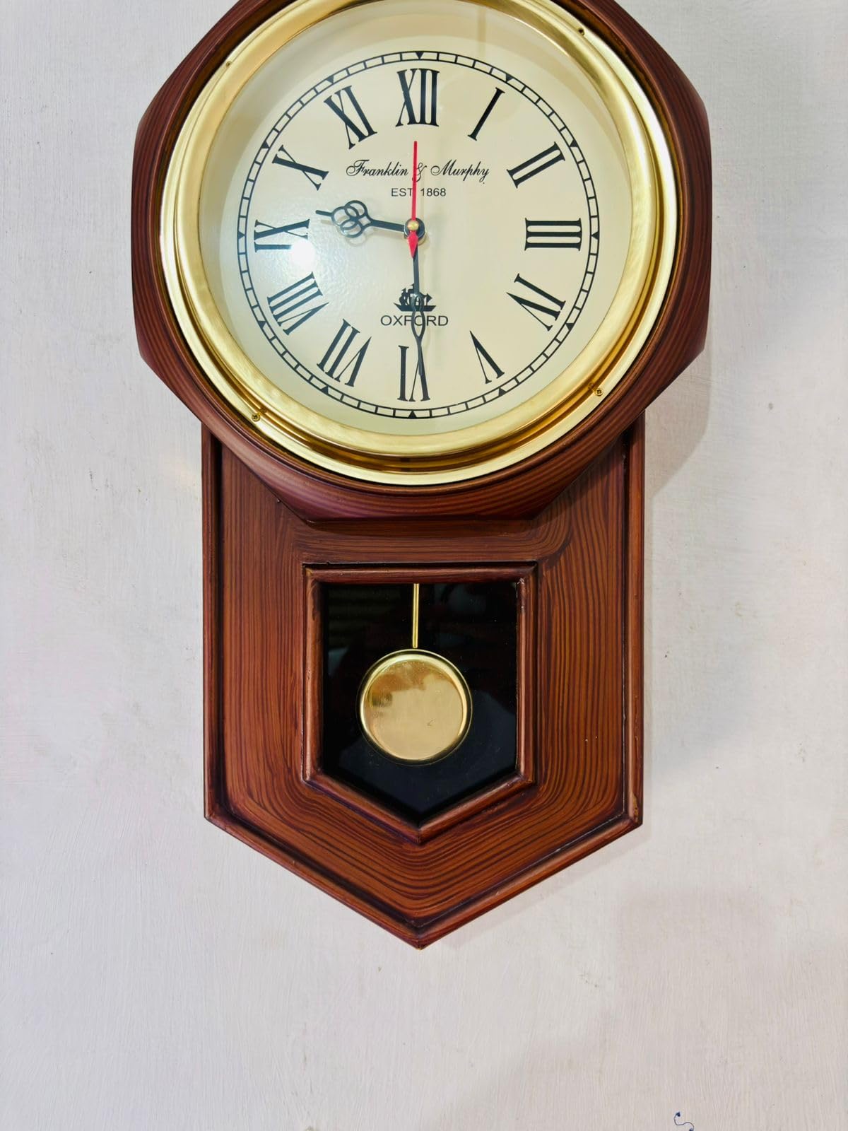 Franklin & Murphy Vintage Wall Clock - Pendulum & Roman Numerals -2 Franklin & Murphy Vintage Wall Clock - Pendulum & Roman Numerals -2